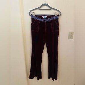 ECCENTRIC SYMPHONY VELVET BURGUNDY BOOT LEG LOUNGE PANTS BOHEMIAN